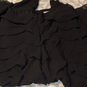 ASHRO Black Ruffled Pants women’s size medium rumba style trousers Ruffle pants